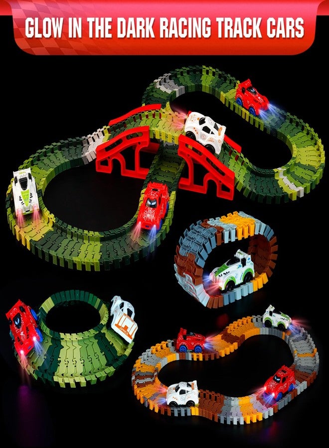 Save Unicorn Tracks Cars only Replacement,Track Cars for Tracks Glow in The Dark, Car Tracks Accessories with 3 Flashing LED Lights, Compatible with Most Tracks Car for Kids Boys(4pack) - Image 2